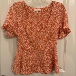 Monteau M orange floral blouse